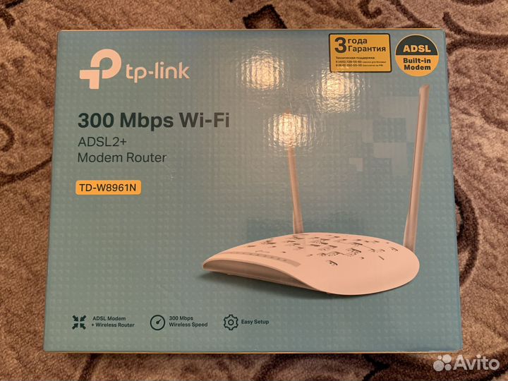 Роутер Tp-link 300Mbps Wi-Fi adsl2+ TD-W8961N