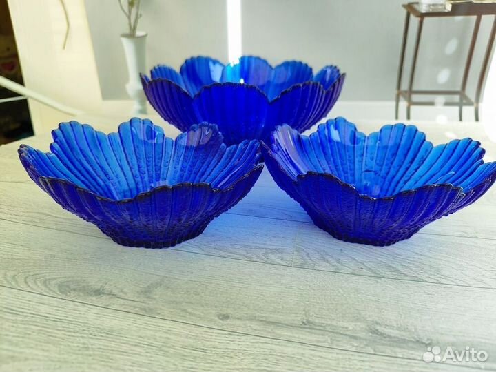 Синие салатники СССР Кобальтовое стекло