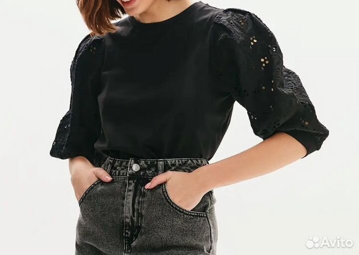 Блуза черная трикотажная love republic 42-44
