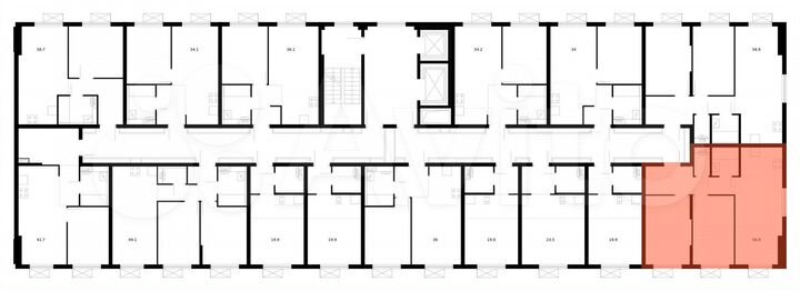 2-к. квартира, 56,9 м², 11/16 эт.