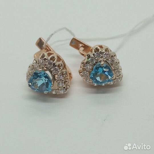 Серьги с синтетическим камнем Золото