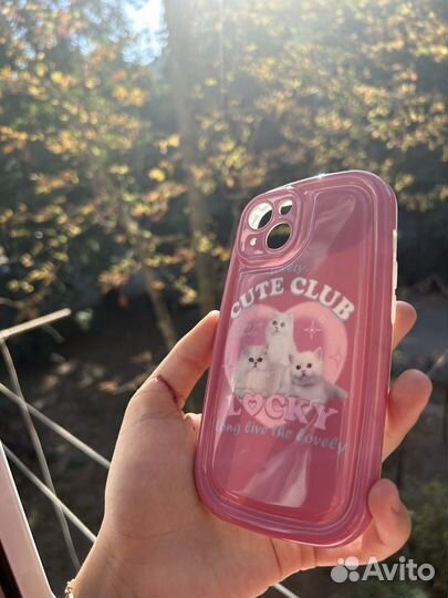Чехол на iPhone 14 розовый cute club