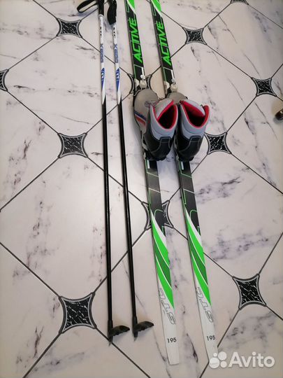 Беговые лыжи active, 195 (полный комплект)