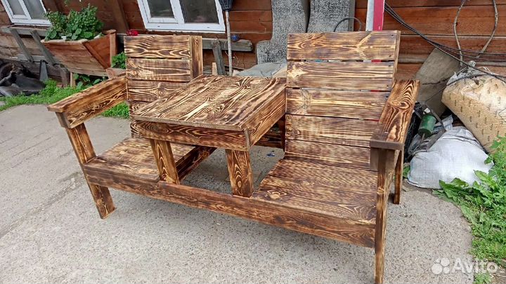 Скамейка садовая со столиком