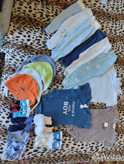 Вещи на новорожденного мальчика от 56-62 р.пакетом