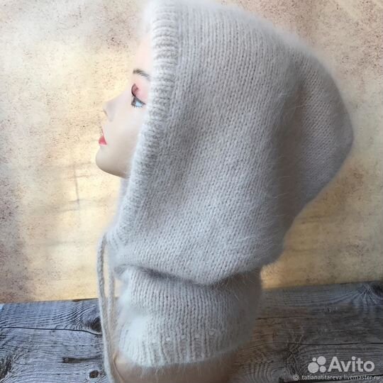 Капор вязаный из пуха норки