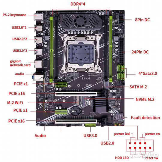 Материнская плата +E5 2680V4+DDR416Gb