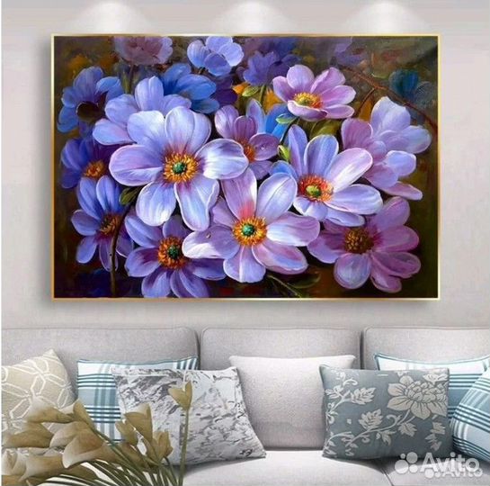 Картина маслом фиолетовые цветы