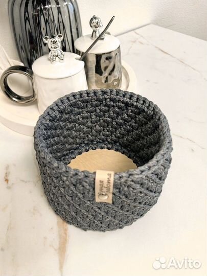 Интерьерные корзины ручной работы. Вязаные корзины