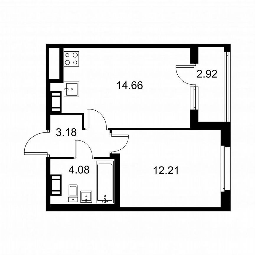 1-к. квартира, 35,6 м², 4/9 эт.