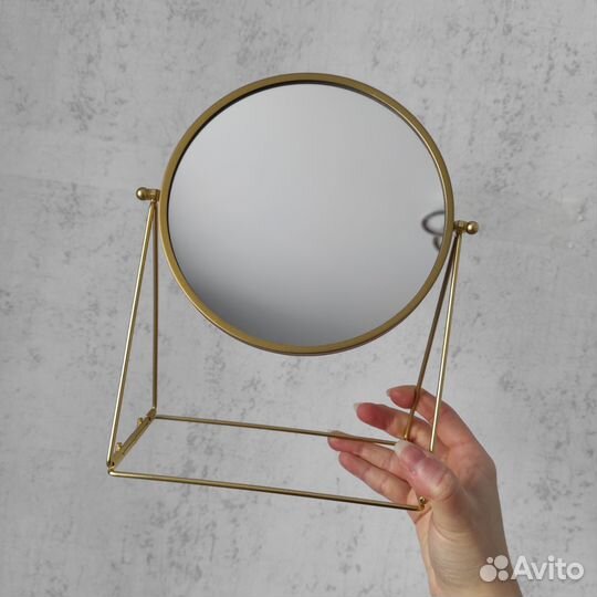 Зеркало настольное, под золото
