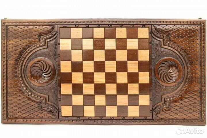 Нарды и шашки резные Грозный лев 62 х 61 см бук Армения 62540