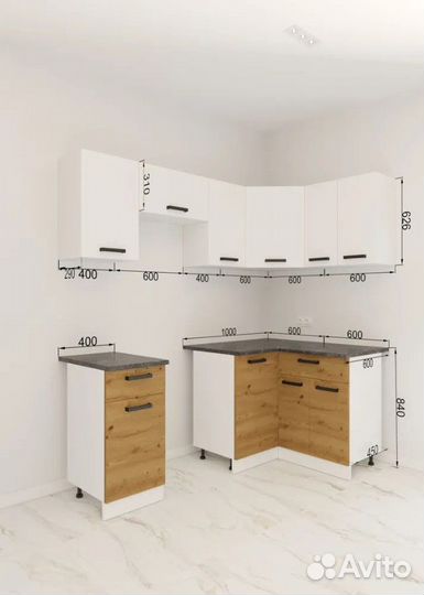 Кухонный гарнитур угловой Брауни два метра