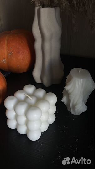 Формовые свечи куб, волна