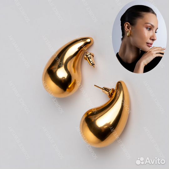Серьги капли в стиле Ботега 18к золото