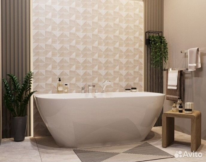 Ванна пристенная из искусственного камня