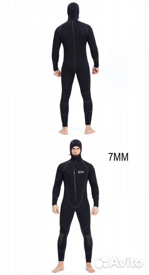 Гидрокостюм для дайвинга 7мм с капюшоном