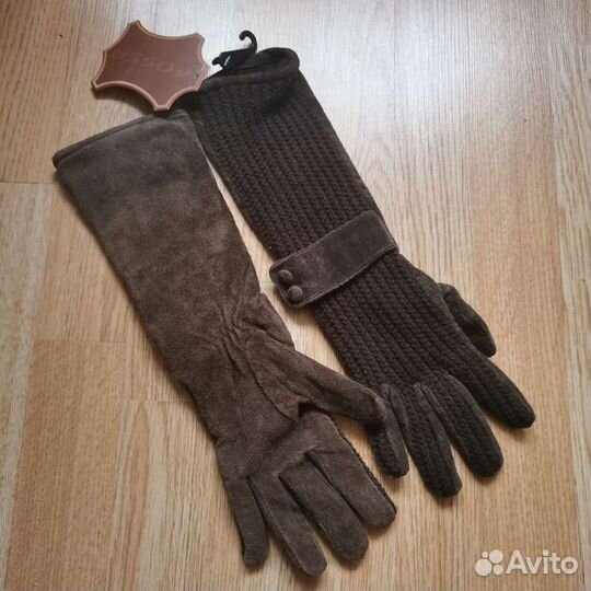 Перчатки длинные замшевые