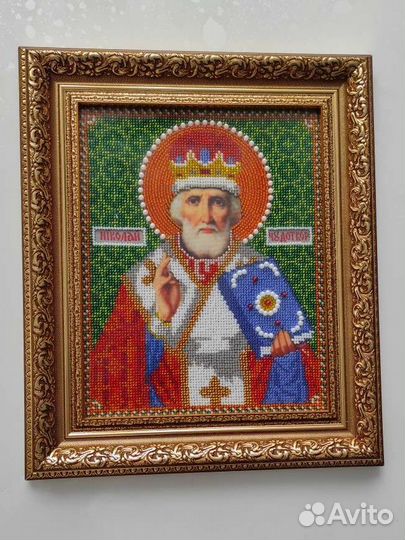 Икона Николай чудотворец бисером