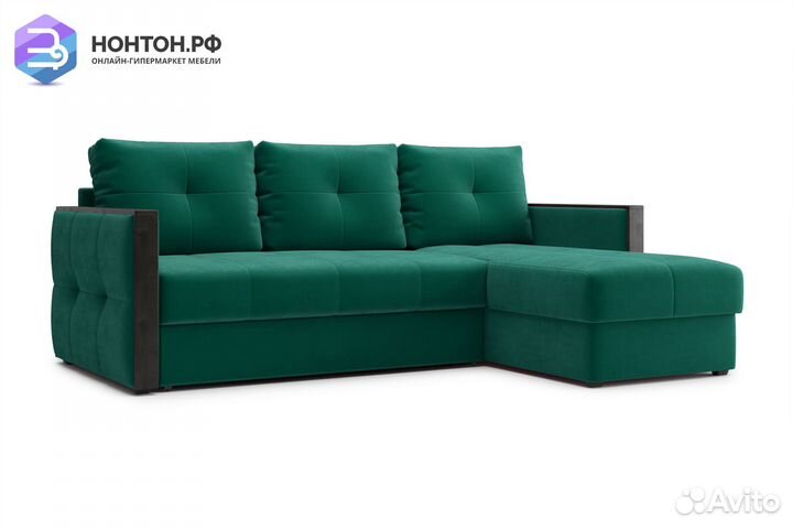 Диван угловой дельфин Инсайд изумрудный