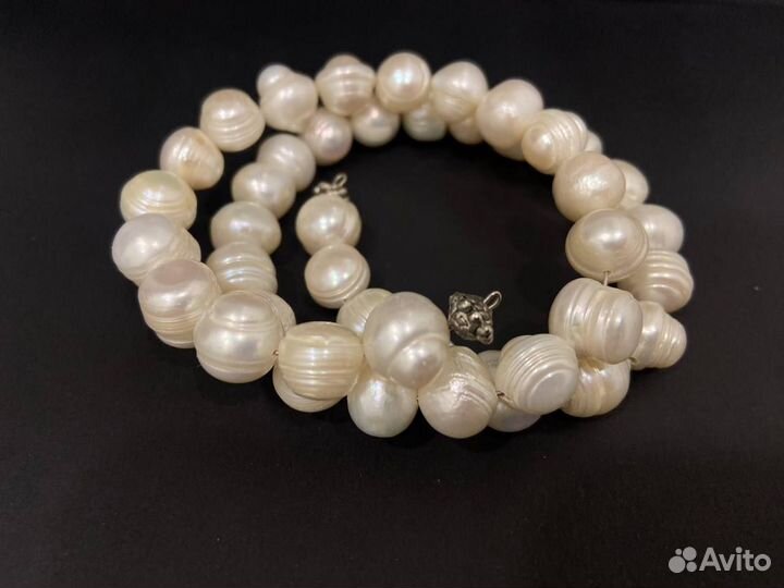 Бусы и браслет из натурального речного жемчуга
