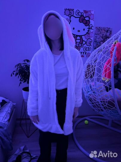 Пушистая зип худи с ушками