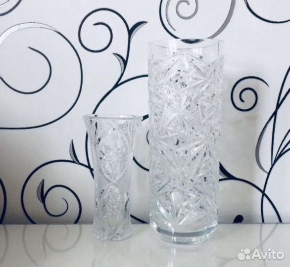 Ваза для цветов хрусталь белая стекло