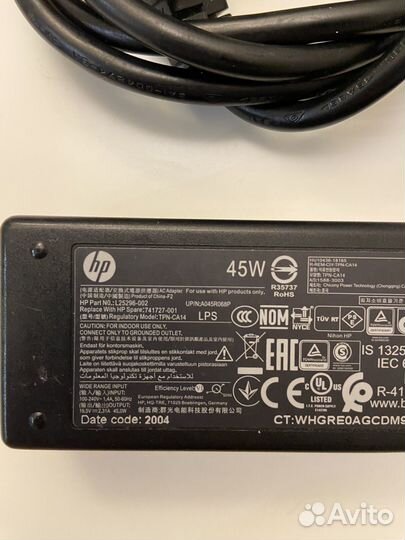 Блок питания hp 45w (модель: TPN-CA14)