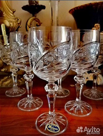 Бокалы фужеры рюмки хрустальные