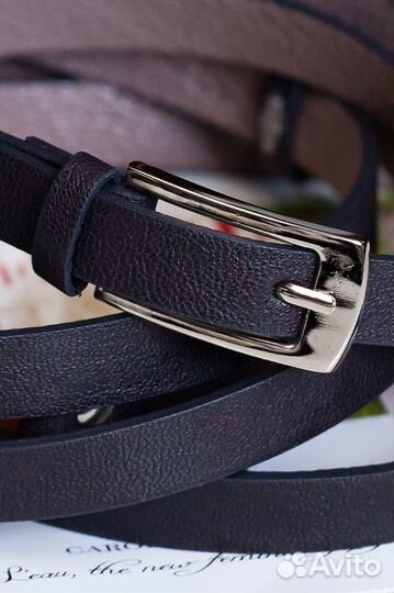 Ремень тонкий чёрный 85-105 см (в пару оборотов)