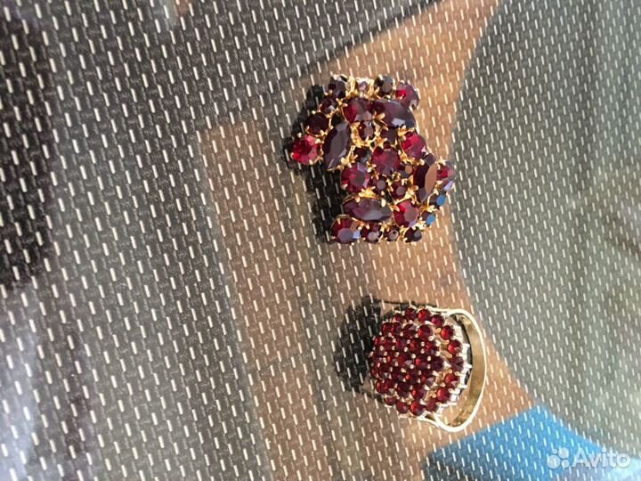 Чешское кольцо гранат 18р Все старин. См фото