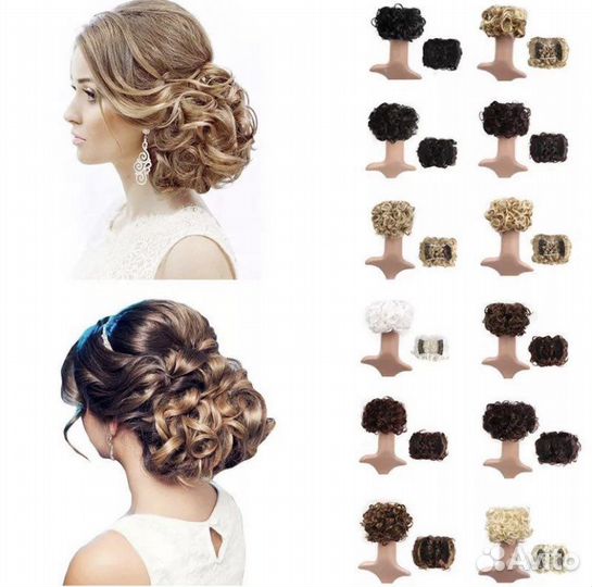Шиньон пучок русый для причёски