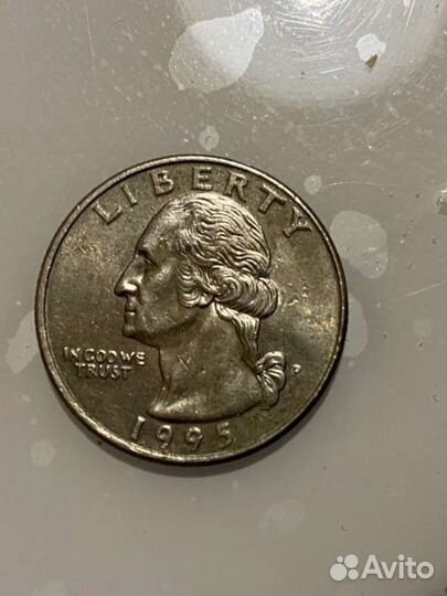 Монета Liberty Quarter Dollar 1995 (перевертыш)
