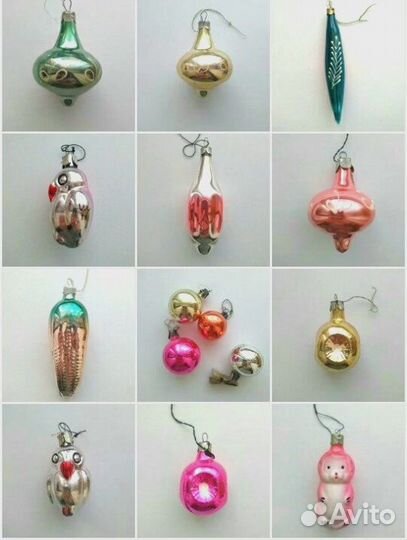 Ёлочные игрушки СССР стекло