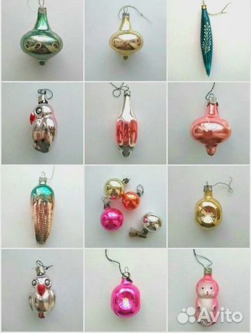 Ёлочные игрушки СССР стекло