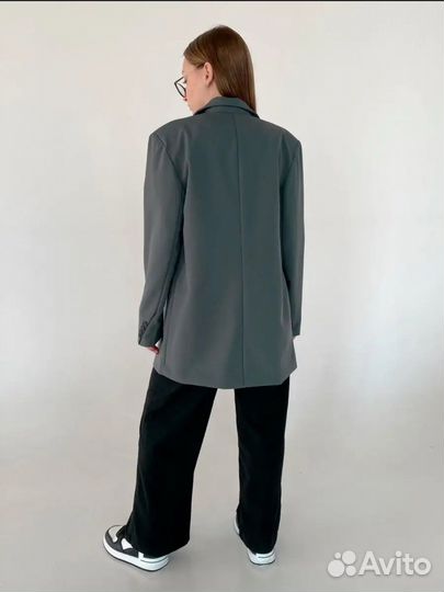 Пиджак женский оверсайз серый