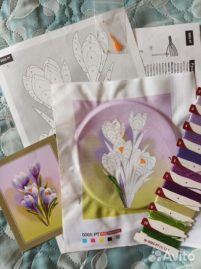 Набор для вышивания гладью риолис крокусы