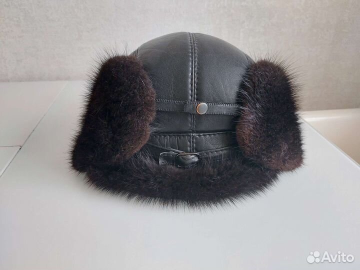 Мужская шапка норка,кожа