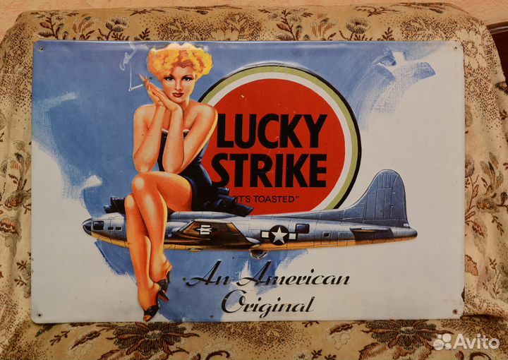 Рекламный постер Lucky strike В-52, металл