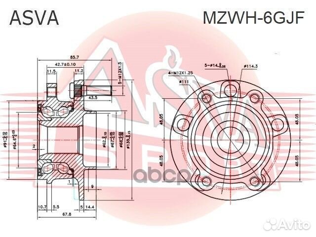 Ступица передняя mzwh6GJF asva