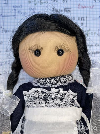Текстильная интерьерная кукла школьница