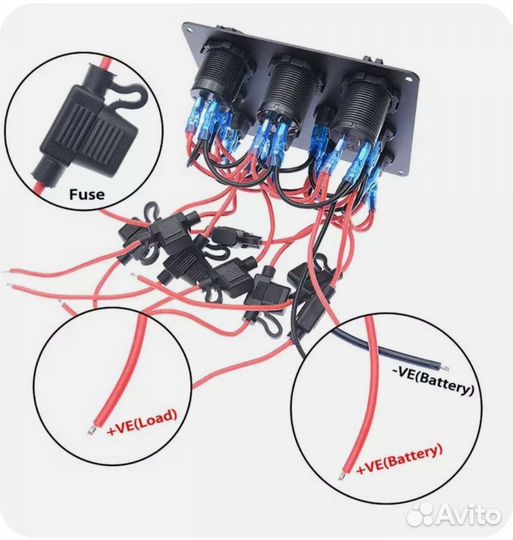 Панель управления для лодки автодома 12/24 зеленая