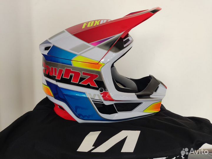 Эндуро шлем Fox V1 Helmet Blue/Red Multi XL61-62