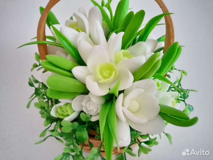 Корзиночка подснежников из мыла ручной работы