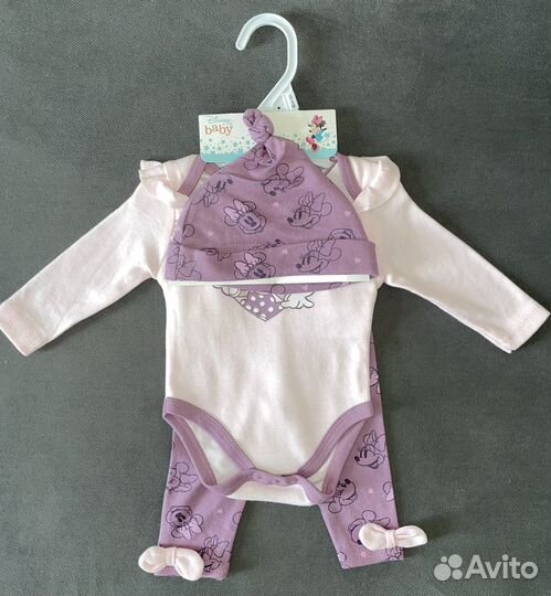 Комплект 3в1 Disney Baby 0-3 и 6-9 мес