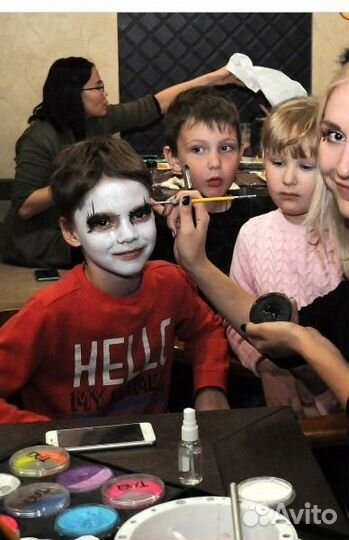 Аквагрим на праздник, грим на Хэллоуин, макияж