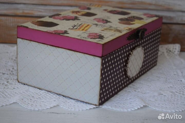 Чайная шкатулка и шкатулка в стиле шебби-шик