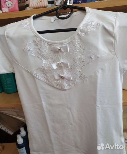 Блузка белая школьная до 140 размера