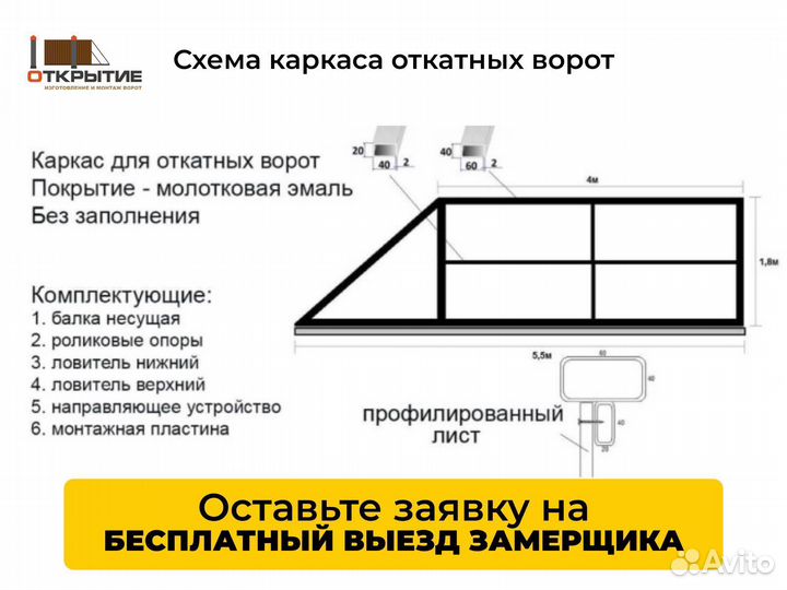 Откатные консольные ворота