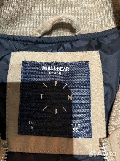 Мужской замшевый бомбер Pull and bear